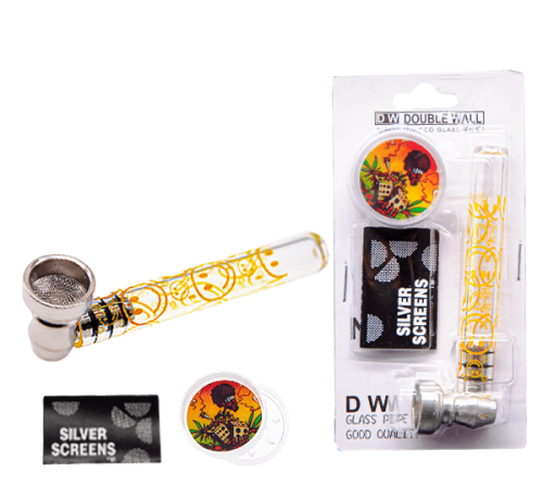 Glass pipe with plastic grinder