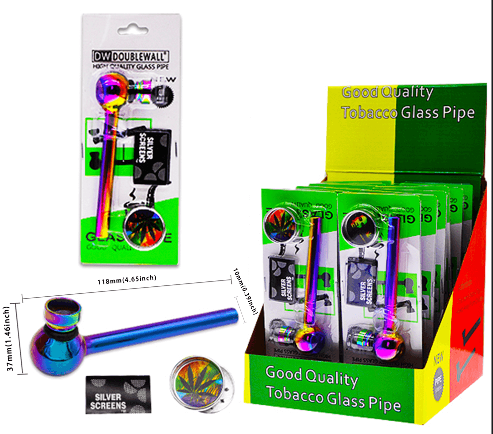 Glass pipe with metal grinder