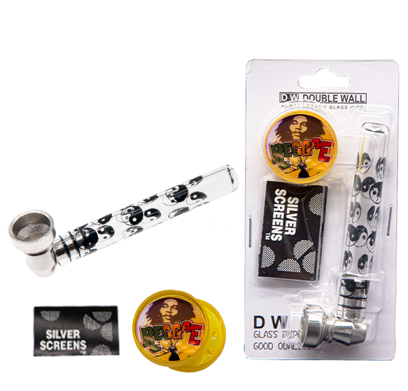 Glass pipe with plastic grinder